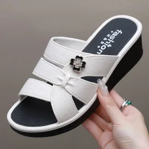 Women’s Summer Designer Wedge Heel Thick Sole Slide Slippers Non slip Beach Sandals for Women & Ladies