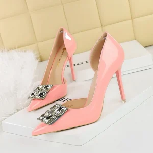 Women’s Summer Dress Shoes Waterproof Patent Pu Lightweight Flat Design Thin Autumn Shallow Mouth Pointed High