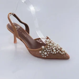 Women’s Summer Elegant Luxury Slingback Sandals Ladies Pointed Toe Lace Fashion Wedding Shoes for Bridals Banquets