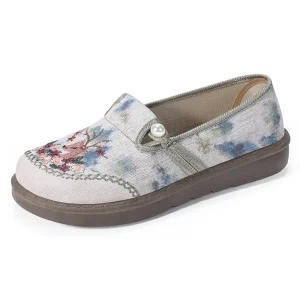 Women’s Summer Ethnic Style Casual Shoes Comfortable Cloth Flats with Slip On Closure Practical for Daily Use Fashion Trend