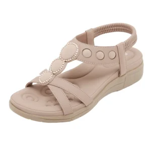 Women’s Summer Fashion PU Leather Wedge Sandals Open Toe Soft Soled Casual Platform Shoes for Outdoor Walking Breathable