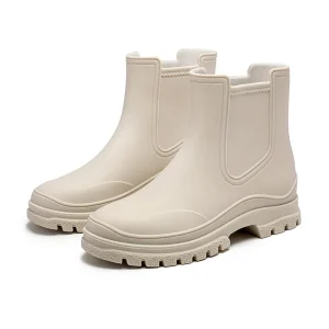 Women’s Summer Fashion Short Rain Boots Low Top PVC Kitchen Waterproof Shoes with Non Slip Design Rain Shoe Booties & Socks