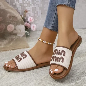 Women’s Summer Flat Fairy Style Sandals Artificial Leather Upper Anti Slip Durable Outdoor Fashion