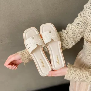 Women’s Summer Flats Fashion Trend Small Fragrance Go Out for Slippers Net Red for Beach