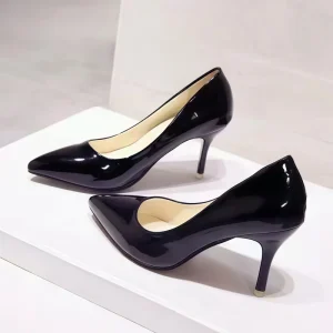 Women’s Summer High Heel Pumps Transparent Patent PU Upper Stiletto Sandals Pure Color Heels