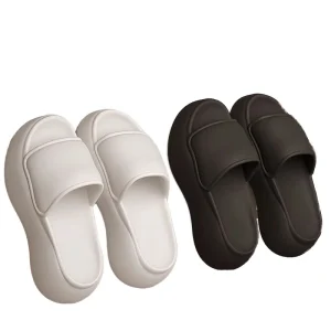 Women’s Summer Indoor EVA Mules Thick Bottom Height Increase Soft Toe Cross Border Design Flat Features Home Slides for Slippers