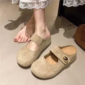Women’s Summer Korean Style Ins Casual All match Half Slippers White Breathable Mesh Clogs Mules for Female Students Street