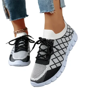 Women’s Summer Large Size 36 43 Lightweight Breathable Contrasting Colors Mesh Sneakers Trendy Casual Walking Shoes
