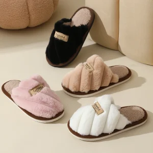 Women’s Summer Memory Foam Slippers Cross Cushioning Lining Anti-Slip EVA Outsole for Home Bedroom