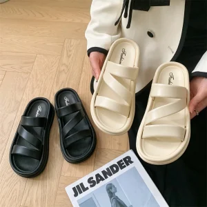 Women’s Summer Outdoor Fashion Sandals Cross Border Stylish Open Toe Slipper Thick Non Slip Design