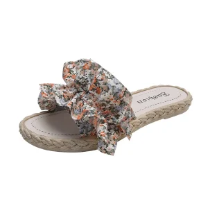 Women’s Summer Outdoor Slippers Korean Style Fashionable New Fairy Floral Comfortable Non-slip Seaside Sandals