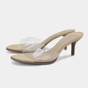 Women’s Summer Outdoor Slippers Mules Plastic One-Strap Sandals High Heel Sandals Thin Heel