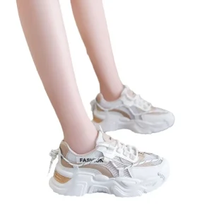 Women’s Summer Running Sneakers White Mesh Lace Up Closure