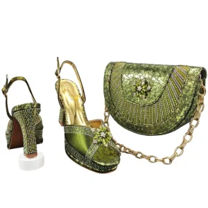 Women’s Summer Satin Rhinestone Chunky Heel Open Toe Peep Toe Breathable Slip On Sandals