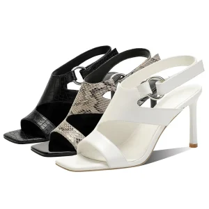 Women’s Summer Sexy Club Comfort Slip Resistant Stiletto Heeled Ankle Strap Sandals with Square Toe Strappy Slip On Design