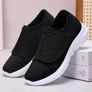 Women’s Summer Shoes Velcro Round Toe Lightweight Comfortable Mesh Sneakers Casual TPR Outsole Solid Color Mom Shoes