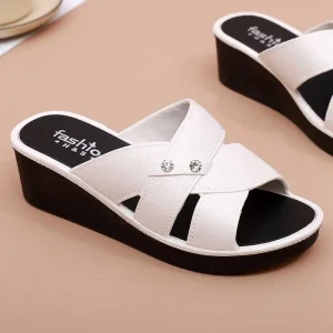Women’s Summer Slide Slippers Lightweight Wedge Heel Non-slip Soft Sole Sandals for Women