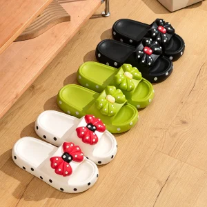 Women’s Summer Slippers with Cute Bow Thick-Soled EVA Anti-Slip Open Toe for Home Outdoor Use