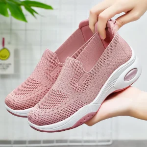Women’s Summer Solid Thick Sole PVC Outsole Med Heel Casual Slip-on Shoes