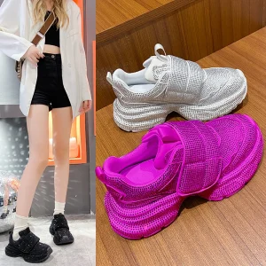 Women’s Summer Sport Shoes Vulcanized Platform Sneakers with Height Increasing Feature for Tennis & Basketball Female Sneakers
