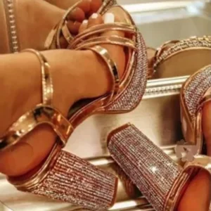 Women’s Summer Waterproof Platform Chunky Heel One-strap Clasp Closure Nightclub Sandals