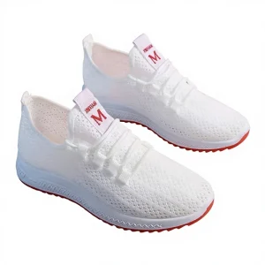 Women’s Summer White Lace Up Mesh Sneakers Breathable Hollow Home Nurses Shoes