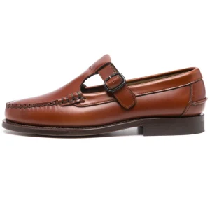 Women’s T Bar Loafers Classical Style Summer Calf Leather Upper Flat Anti Slip Features