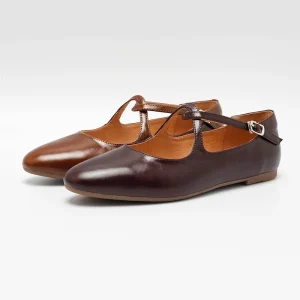 Women’s T-Strap Leather Mary Jane Flats Buckle Closure Casual Ballet Shoes