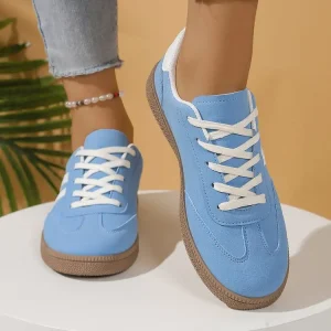 Women’s Tennis Design Casual Sneakers Comfortable Flat PU Microfiber Walking Sports Shoes for Spring Summer Autumn Classic Style