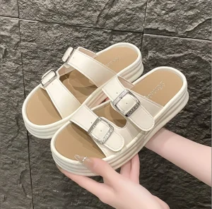 Women’s Thick Bottom Slide Sandals Comfortable Breathable Adjustable Strap Buckle Open Toe Slippers