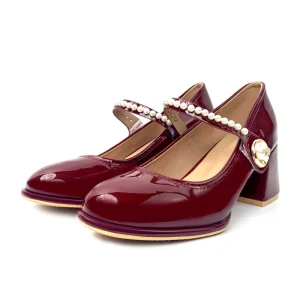 Women’s Thick Heel Mary Jane Dress Shoes British Style Thick Bottom Leather Shoes