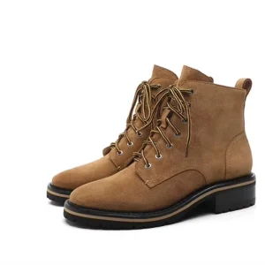 Women’s Thick Heel Round toe Side zip Vintage Short leg Boots