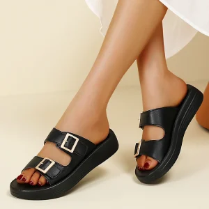 Women’s Thick Sole Platform Slippers Comfortable Wedge Sandals Non Slip Soft Sole Lightweight Breathable Easy Wear Slip On for