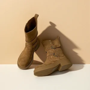 Women’s Thick Soled Non Slip Snow Boots Fleece Lined Short Ankle Bootie Flat Heel Height Increasing for Autumn Winter