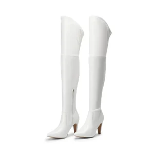 Women’s Thigh High Heeled Boots Sexy Pointed Toe Stretchy Over the Knee Side Zipper Stiletto Heels Stripper High Heel Boots
