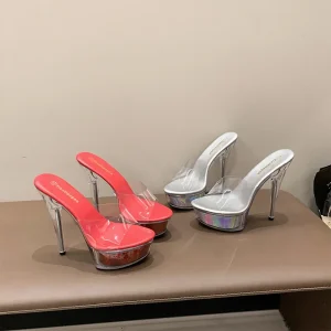 Women’s Transparent Peep Toe Ankle Strap Sandals Thin Heels Platform Summer Winter Autumn Weddings Buckle
