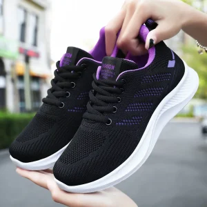 Women’s Trendy Canvas Sports Shoes Breathable Casual Flats Soft Sole Autumn for Mesh Design for Students
