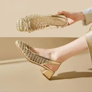 Women’s Trendy Fashion Elegant High Quality Formal Office Work Dress Shoes Sandals Thick Heeled Sandals for Women