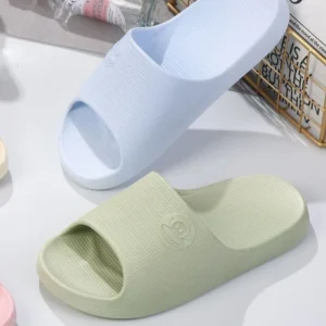 Women’s Trendy Genuine PVC Summer Indoor Slippers with Big Mouth Monkey Design Non-Slip Home Bathroom Shower Sandals