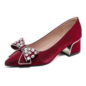 Women’s Trendy Red High Top Slip-On Suede Wedding Bridal Banquet High Heels