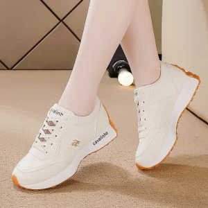Women’s Two-tone Lightweight Breathable Height Increasing Casual Walking Shoes Slip-On Outdoor Sneakers