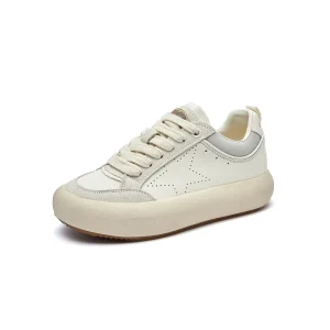 Women’s Unique Design Vintage Brown Suede Sneakers Dirty Shoes Platform Silver Accents Lace Up Closure Cow Leather