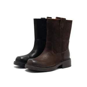 Women’s Vintage Calf Boots Lightweight Rubber Outsole Flat Spring Summer