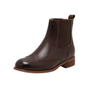 Women’s Vintage Elastic Ankle Boots Genuine Leather Upper Rubber Outsole Autumn Winter Fashion