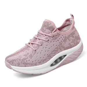 Women’s Walk Running Shoes Jogger Jogging Height Increasing Platform Air Cushion Stretch Fabric Air Mesh Athletic Low top Summer