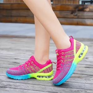 Women’s Walking Athletic Shoes Breathable Cushioned Summer Casual Sports Thick soled Fashionable Mesh Running Shoes