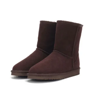 Women’s Warm Ankle and Bootie Peep Toe Snow Boots Genuine Leather Upper Fur Lining Rubber Outsole Winter