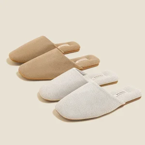 Women’s Washable Home Cotton Waffle Lightweight Memory Foam Loafers Mule House Hotel Slippers
