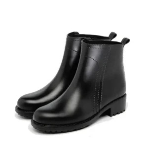Women’s Waterproof High Heel PVC Rain Boots Cute Short Ankle Fashion Shoes for Winter and Autumn