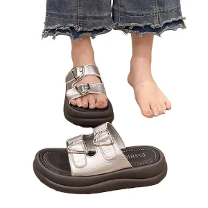 Women’s Waterproof Light Weight Casual Flat Bottom Outdoor Summer Sandal Fashionable Simple Comfortable Breathable Slippers